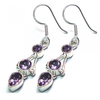 Pure silver purple amethyst high fashion earrings jewellery